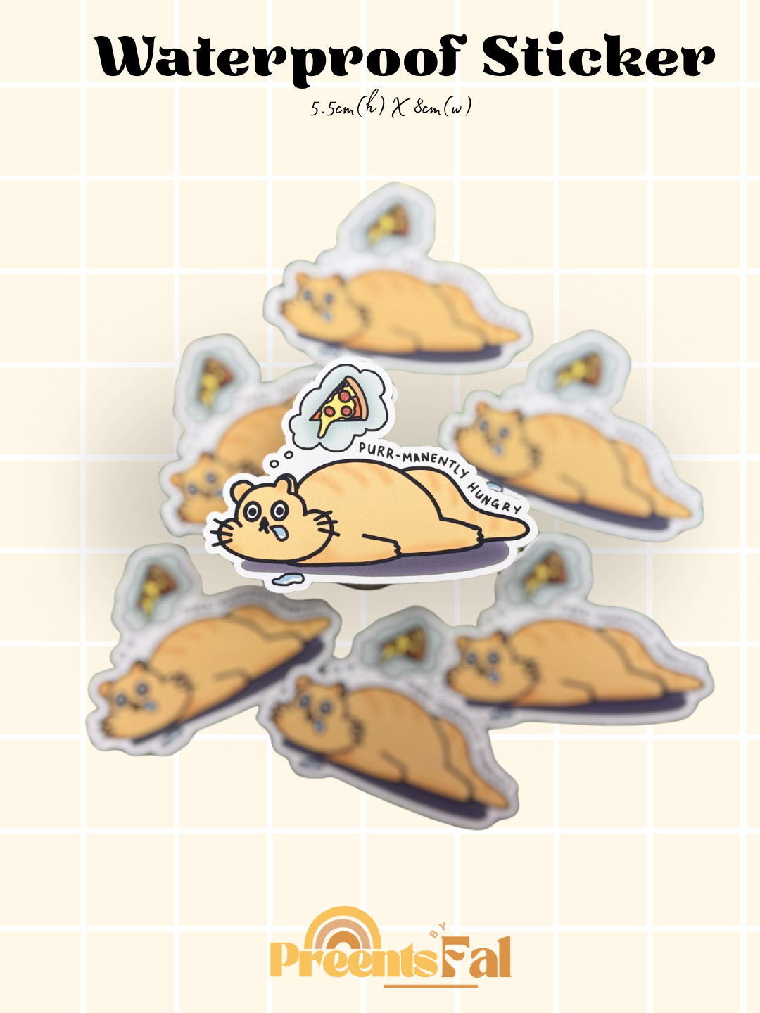 Purr-manently Hungry Waterproof Sticker
