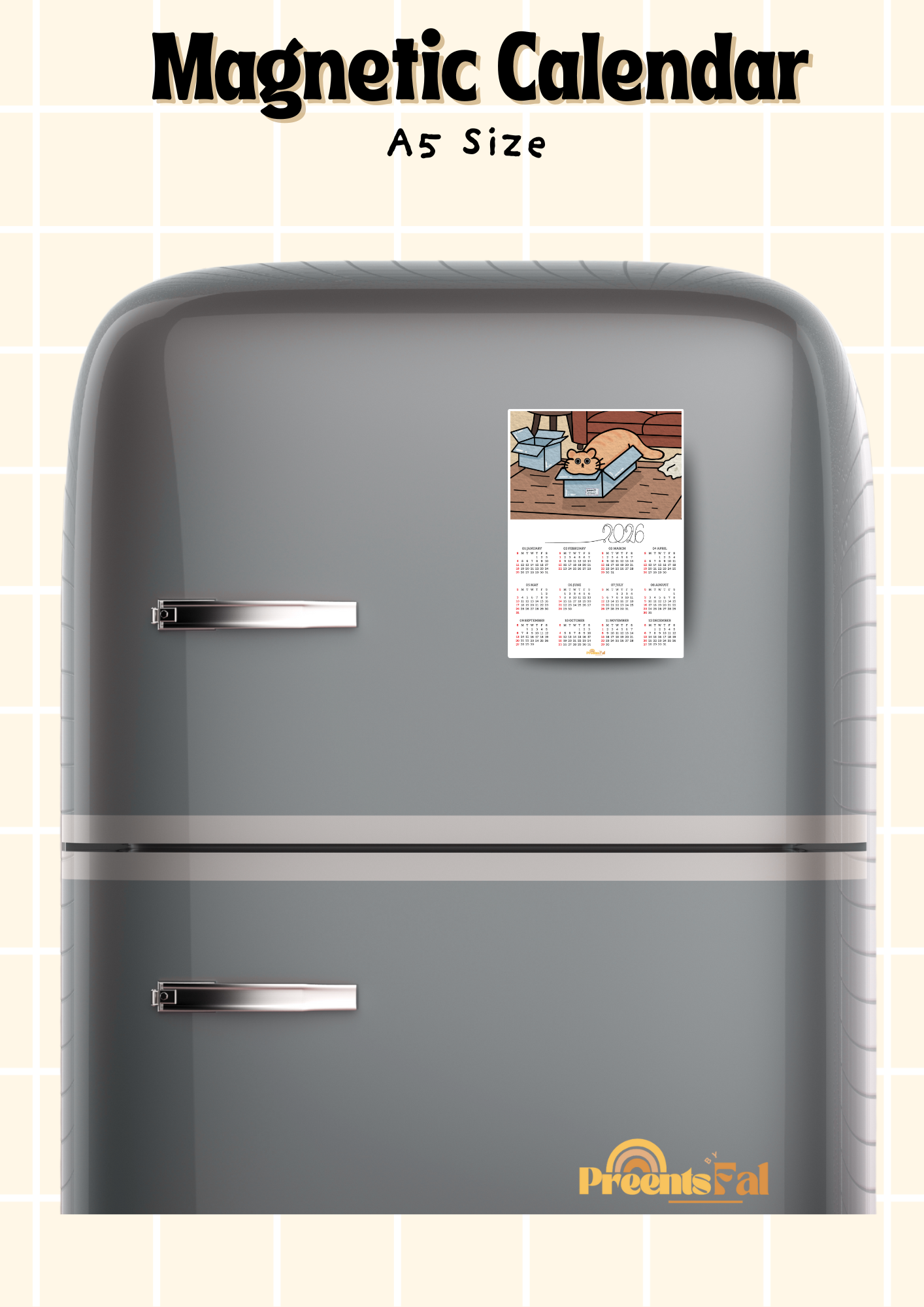 Cat in a Box Magnetic Calendar