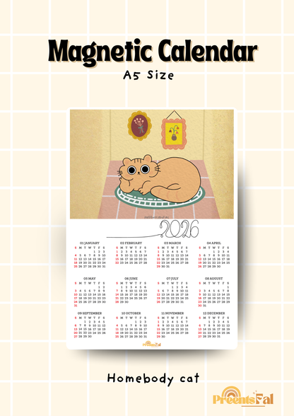 Homebody Cat Magnetic Calendar