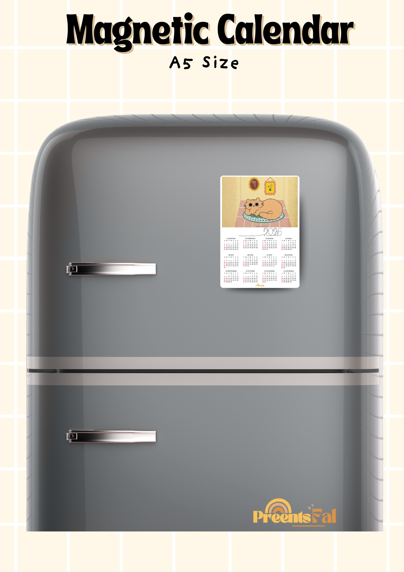 Homebody Cat Magnetic Calendar